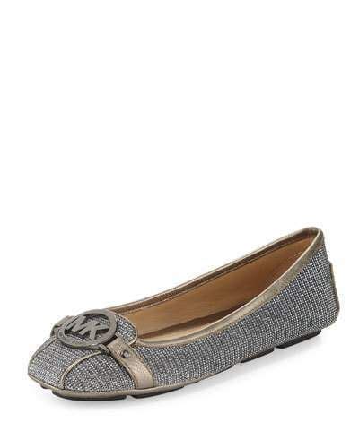 michael michael kors fulton glitter chain mail moccasin black silver